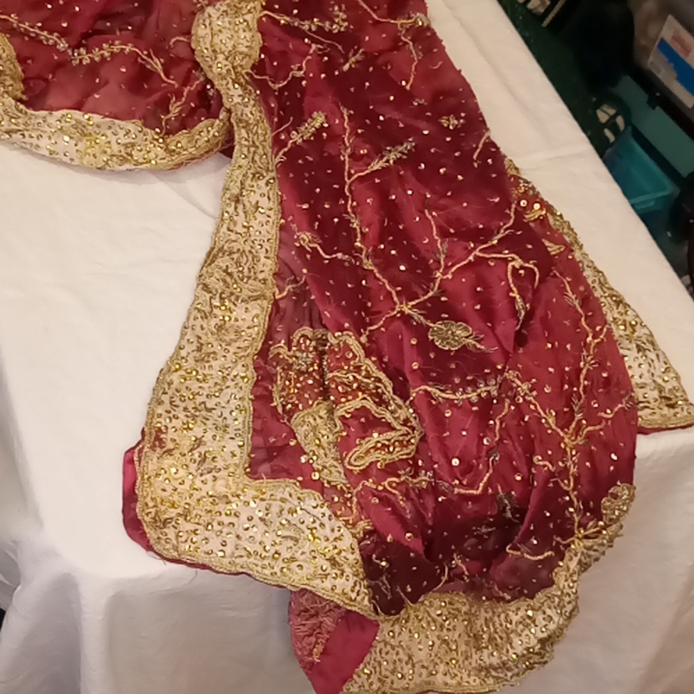 Heavily embroidered vintage Indian shawl